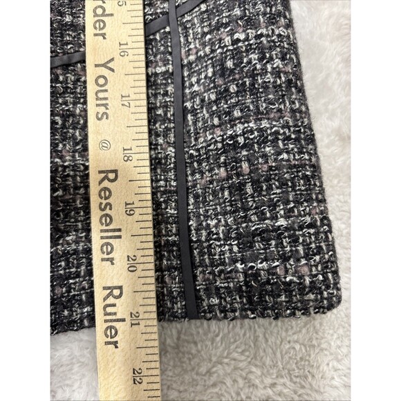Ann Taylor Gray Tweed Wool Blend Womens Jacket Size 0 Career Blazer Fabric Trim - Picture 9 of 11